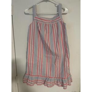 VINEYARD VINES ABACOS LINED STRIPED GIRLS SUMMER DRESS W Pockets RUFFLED HEM LG